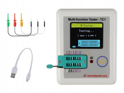 Testador de Componentes Eletrônicos LCR-TC1 com Display 1.8" e Bateria de Lítio - Imagem 1