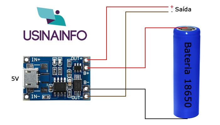 Carregador de Bateria Li-Ion TP4056 V2 com Micro USB e Pinos de Saída - [1013733]