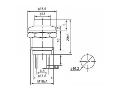 Pulsador Push Button NA / Chave Botão DS-212 3A - Imagem 5