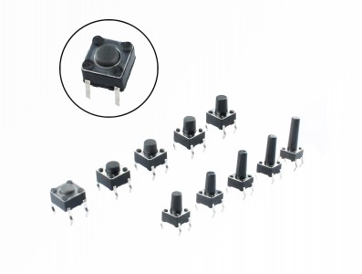 Kit Push Button 6x6 4.3 a 15mm com 200 Peças + Case - Imagem 2