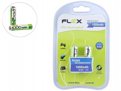 Pilha AAA Recarregável 1100 mAh Flex - Kit com 2 unidades - Imagem 3