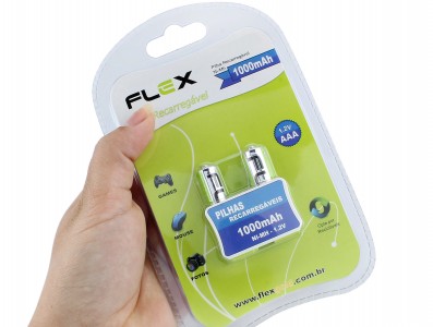 Pilha AAA Recarregável 1100 mAh Flex - Kit com 2 unidades - Imagem 4