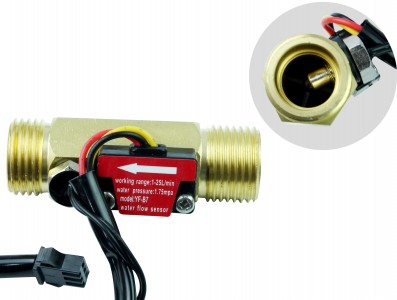 Sensor de Fluxo de Água YF-B7 G 1/2 1-25 l/min em Bronze com Sensor de Temperatura - Imagem 3