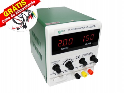 Fonte de Alimentação Digital Regulável 15V 2A Verde - PS1502DD 220V - Imagem 1