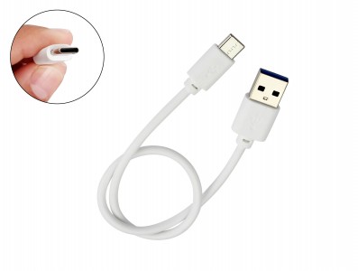 Cabo USB tipo C 30cm 3A Turbo para Raspberry Pi 4 e Celular - Branco - Imagem 1