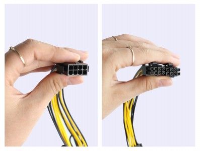 Cabo Adaptador Y 8x8 (2x6+2) 18AWG para GPUs de Mineração - Imagem 3