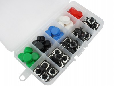 Kit Push Button 12x12 com Capas Coloridas 25 Unidades + Case - Imagem 1