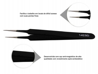 Pinça Antiestática ESD com Revestimento Epóxi 120mm - ESD14 - Imagem 3