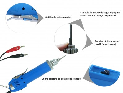 Parafusadeira elétrica com conectores banana ideal para bancadas e linhas de montagem - DN4CB - Imagem 4