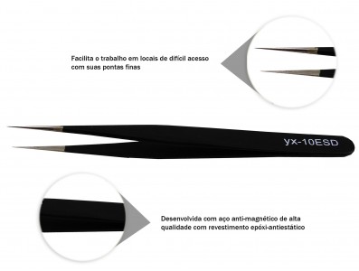 Pinça Antiestática ESD com Revestimento Epóxi 110mm - ESD10 - Imagem 3