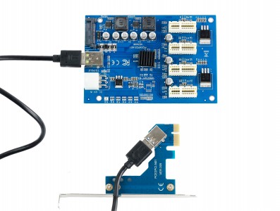 Expansor PCI Express x1 para 4x PCIE Riser com USB 3.0 em Rig Mineração - Imagem 2