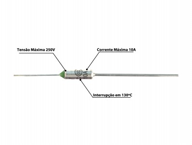 Fusível Térmico 130°C 10A 250V - Imagem 3