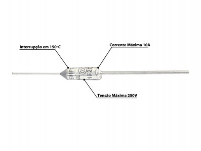 Fusível Térmico 150°C 10A 250V - Imagem 3