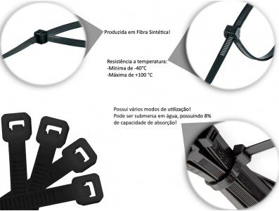 Abraçadeira de Nylon 2,5x100mm - Preta - Kit com 200 unidades - Imagem 4