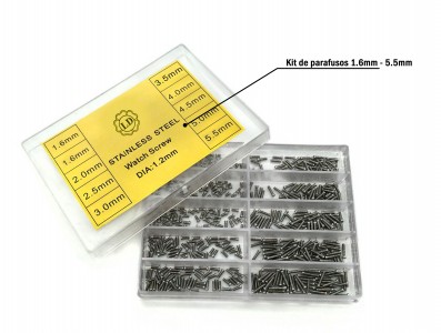 Kit Mini Parafusos M1.2 1.6mm a 5.5mm com 350 Peças para Conserto de Relógios, Óculos e Projetos - Imagem 2