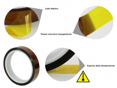 Fita kapton de poliamida resistente a altas temperaturas - 33m x 20mm - Imagem 2