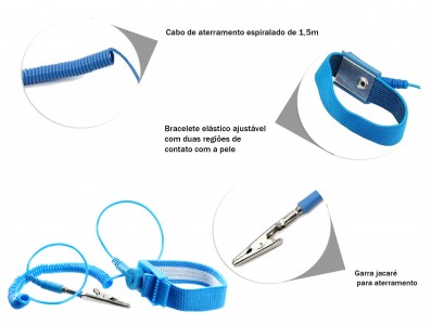 Pulseira Antiestática ESD com cabo para aterramento e conector jacaré  - Imagem 4