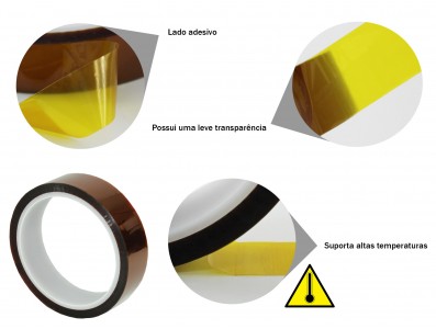 Fita kapton de poliamida resistente a altas temperaturas - 33m x 25mm - Imagem 2