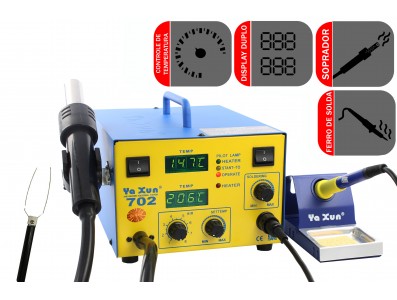 Estação de Solda com Estação de Retrabalho de ar quente 2 em 1 Yaxun 702  - Imagem 5
