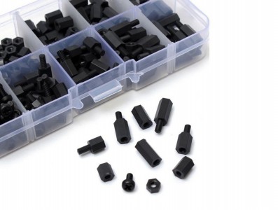 Kit de Espaçadores Plásticos em Nylon, Parafusos e Porcas M3 + Case - 300 Unidades - Imagem 2