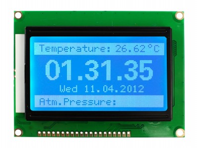 Display LCD 128×64 Pixels com fundo azul - Imagem 1