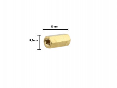 Espaçador Metálico Sextavado de Bronze M3 x 10mm PCB - Fêmea - Kit com 10 unidades - Imagem 3