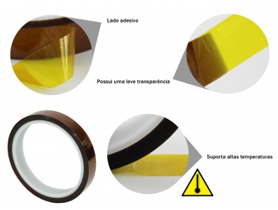 Fita kapton de poliamida resistente a altas temperaturas - 33m x 15mm - Imagem 2