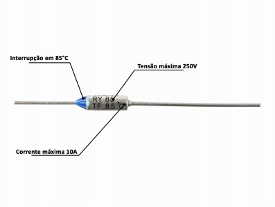 Fusível Térmico 85°C 10A 250V - Imagem 3