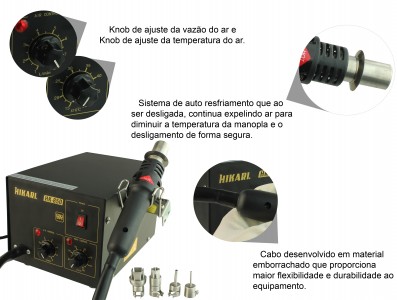 Estação de Retrabalho com Ar Quente ESD SAFE - HK-850 ESD - Imagem 4