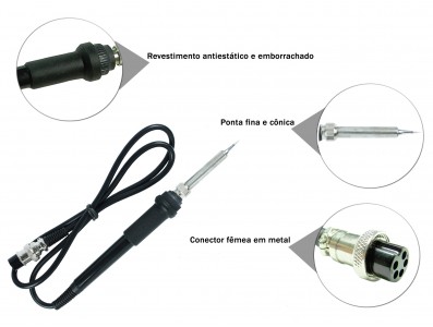 Ferro de solda para Estação de Solda - Conector fêmea 5 pinos - Preto  - Imagem 5