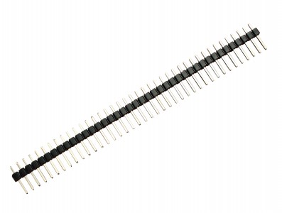 Barra de pinos macho 1x40 vias com passo de 2,54mm - Preto - Imagem 1