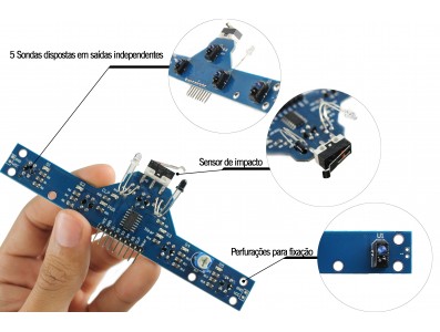 Sensor de Linha Infravermelho BFD-1000 Com 5 Sondas + Detector de Distância e Impacto Mecânico - Imagem 4