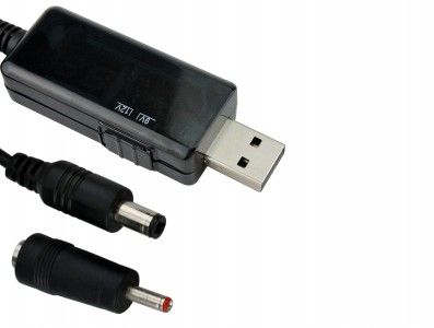 Cabo USB P4 com Regulador de Tensão 5V para 9V ou 12V DC Step Up e Voltímetro + Adaptador - KWS-912V - Imagem 2