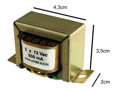 Transformador / Trafo 12V + 12V / 500mA (BIVOLT) - Uso Geral - Imagem 3