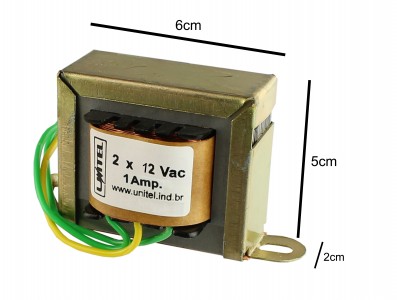 Transformador / Trafo 12V + 12V / 1A (BIVOLT) - Uso Geral - Imagem 3