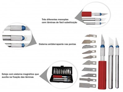 Kit estiletes de precisão com 13 lâminas substituíveis - Imagem 4