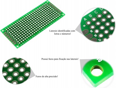 PCI / Placa de Circuito Impresso Ilhada 240 furos 3x7 - Imagem 4