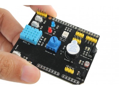 Shield Arduino Multifunções K596 com DHT11, LM35, Receptor IR, LDR, LEDs, Buzzer e Outros - Imagem 4