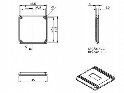 Caixa Patola / Case para Montagem 14 x 45 x 45 mm - PB-049 - Imagem 5