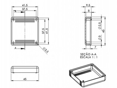 Caixa Patola / Case para Montagem 14 x 45 x 45 mm - PB-049 - Imagem 6