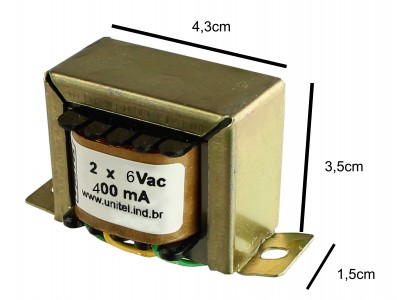 Transformador / Trafo 6V + 6V / 400mA (BIVOLT) - Uso Geral - Imagem 3