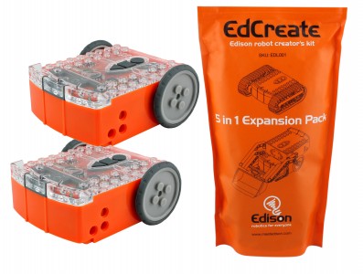 Kit de Robótica Educacional EdSTEM - Combo com 2 Robôs Edison V2.0 + EdCreate 115 Blocos 5 em 1 - Imagem 1