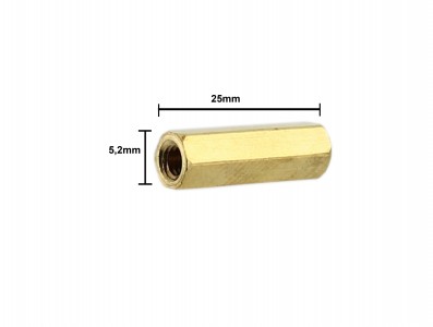 Espaçador Metálico Sextavado de Bronze M3 x 25mm PCB - Fêmea - Kit com 10 unidades - Imagem 3