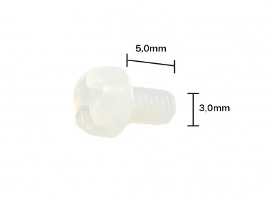 Parafuso Plástico em Nylon M3 x 5mm Phillips (Branco) - Kit com 10 unidades - Imagem 3