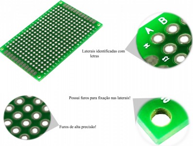 PCI / Placa de Circuito Impresso Ilhada 280 furos 4x6 - Imagem 2