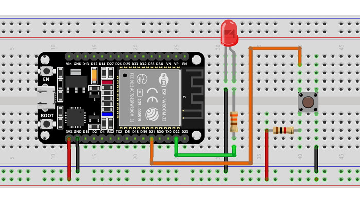 Conexão ESP32 30 Pinos com Led - [1030207]