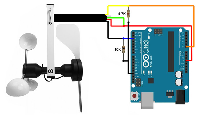 Conexão Anemômetro Arduino com Indicado de Direção do Vento - [1030225]