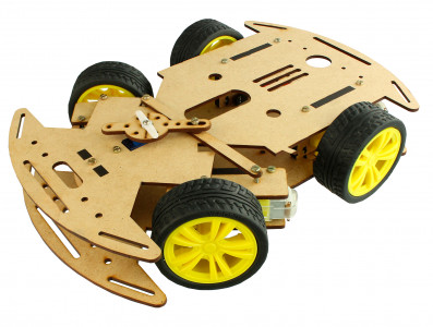 Carrinho Arduino MDF / Carro Robô 4WD 200RPM com Micro Servo Motor e Eixo Móvel - Kit Chassi - Imagem 1