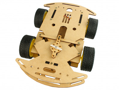 Carrinho Arduino MDF / Carro Robô 4WD 200RPM com Micro Servo Motor e Eixo Móvel - Kit Chassi - Imagem 2