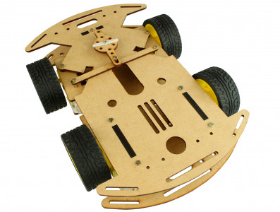 Carrinho Arduino MDF / Carro Robô 4WD 200RPM com Micro Servo Motor e Eixo Móvel - Kit Chassi - Imagem 4